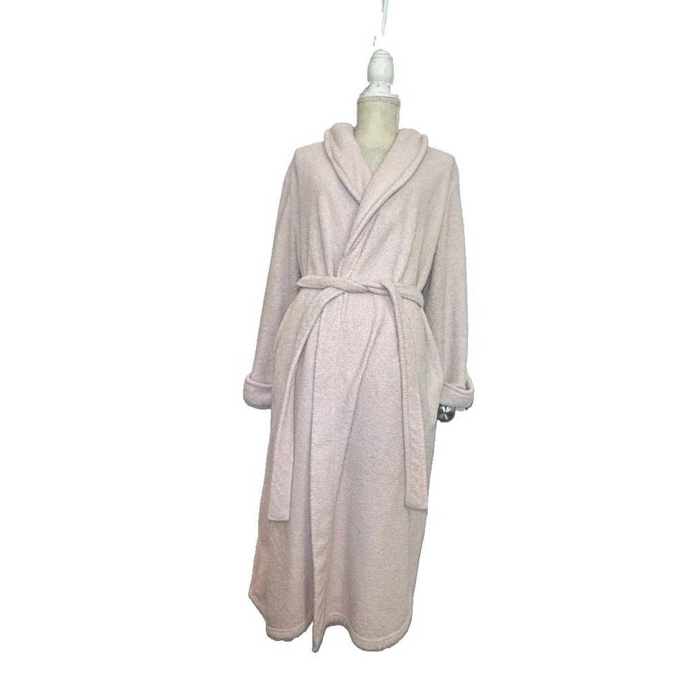 Delicates Women's Large Pink Fleece Tie Robe with Pockets